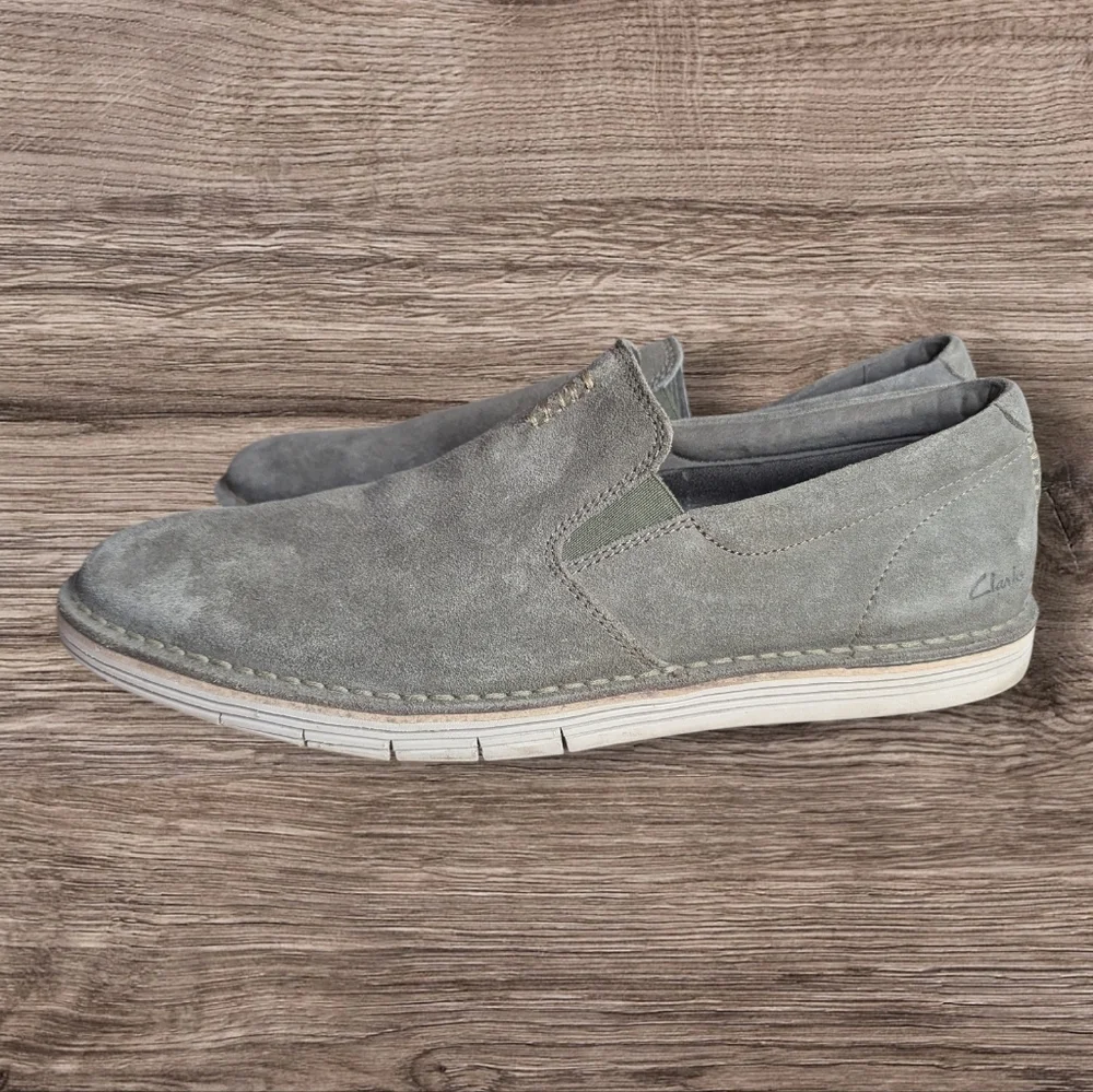 👞 Clarks Un Tailor Tie Gray Suede Slip-On Shoes | Men’s 11